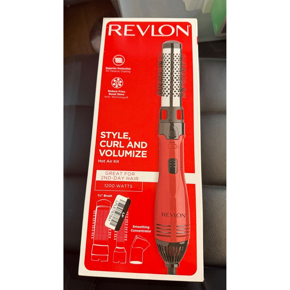 Revlon Hot Air Kit 1200W Ionic Technology Styler with 3 Attachments Red Black